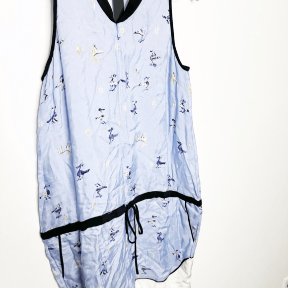 Tibi Blue Silk Pelican Bird Shorts Romper Light blue oversized womens US 2 NWT - Picture 3 of 8